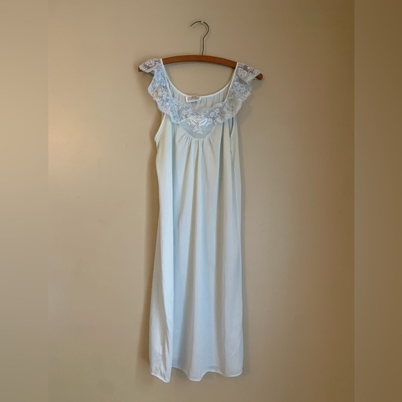 Featherbed American vintage sleepwear slip dress lace embroidery bow and flower - Picture 1 of 6